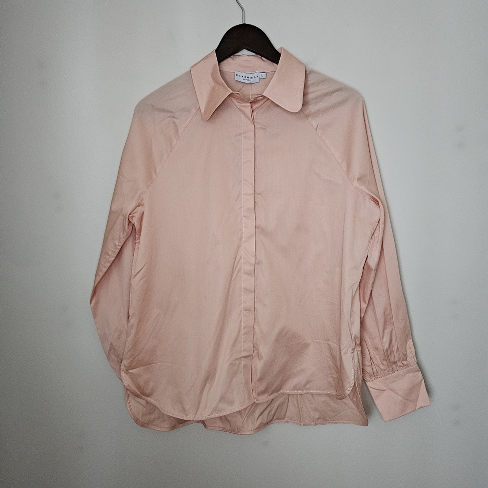 HARSHMAN Brook Button-down Twill Shirt Rose Cloud Soft Pink Cotton Classic Chic